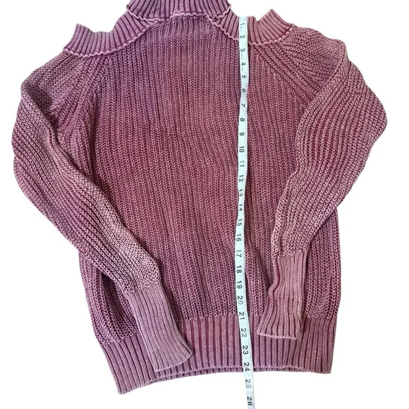 Free People Mauve Cold Shoulder Turtleneck Sweater - Picture 3 of 7